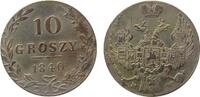 Polen 10 Groszy Ag Nikolaus I von Rußland, MW -