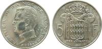 Monaco 5 Francs Ag Rainer III, etwas fleckig -