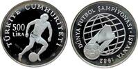 Türkei 500 Lira Ag Fußball WM Spanien, Spieler, etwas angelaufen -