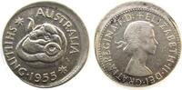Australien 1 Shilling Ag Elisabeth II, Widder, ca. 20% dezentriert -
