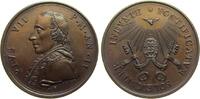 Vatikan Medaille 1801 Bronze Pius VII (1800-1823) - auf den Beginn seines Pontifikats, Büste nach links / Taube über Tiara und Schlüsseln, v. J. ...
