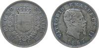 Italien 1 Lire Ag Emanuel II, M (Mailand), Patina -