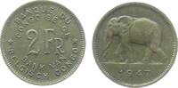 Belgisch Kongo 2 Francs Me Elefant, etwas fleckig -