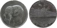 Paris Zink Paris - auf die Weltausstellung, Büste von Napoleon III. und Eugénie nach links / Ausstellungsgebäude, v. Caque & Massonnet Medaille 1855 