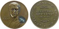 Sport Bronze Wetzlar - auf das Gauoffene Schwimmfest, Brustbild eines männlichen Athleten von vorn / Schrift, v. Oertel, ca. 40 MM, Gr Medaille 1924 