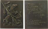 Neujahr Plakette Bronze Neujahr - Hl. St. Georg tötet den Drachen, Schrift, v. B.H. Mayer Pforzheim, ca. 40 x 50 MM -