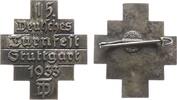 Sport Abzeichen Bronze versilbert Stuttgart - auf das 15. Deutsches Turnfest, v. Maier & Feyhl, ca. 32 x 36,5 MM, intakte Nadel -