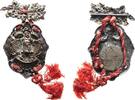 München Abzeichen Bronze versilbert München - auf das 7. Deutsche Turnfest, Münchner Kindl zwischen Wappen und Umschrift, ca. 35 x 95 MM (mit Kord -