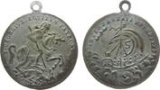 St.Georgs Taler tragbare Medaille Bronze versilbert St. Georgstaler, Kremnitz, der heilige Georg reitet nach rechts und tötet den Drachen mit der Lanze / Christus -