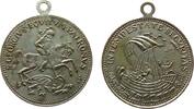 St.Georgs Taler tragbare Medaille Bronze versilbert St. Georgstaler, Kremnitz, der heilige Georg reitet nach rechts und tötet den Drachen mit der Lanze / Christus -