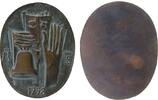 Medaille 1998 Neujahr Bronze VOX DIE - die Stimme des Herrn - Jahresplakette der Fa. Sinn / Rincker, sprechende männliche Büste (Gott..?) mit Auf...