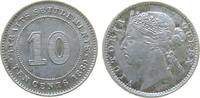 Straits Settlements 10 Cents 1889 Ag Victoria (1837-1901) vz 55.55 &pound;  +  shipping