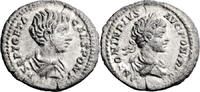 Ancient Roman Denarius Geta as Caesar and Caracalla. Denarius -