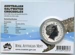 Australien Australia 1 Dollar - 1 Unze Bullion Coin 1 Oz Silber 2014 GN649c - Graham - Salzwasserkrokodil - Australian Saltwater Crocodiles UNC in original Karte