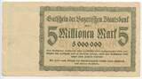 Deutsches Reich Weimar Bayern Fünf Millionen Mark Banknote Inflation 1923 GB260 - Bayerische Staatsbank München - Gutschein Notgeld Paper Money Germany Gebrauchte Erhaltung