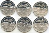Österreich Lot Tiere Silbermedaillen 6 Stück nd. M#0362 - Schwalbenschwanz, Feuersalamander, Bachforelle, Rebhuhn, Steinkauz UNC-, Patina