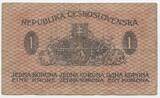 Tschechoslowakei 1 Koruna Banknote Geldschein 1919 GB056 - Bank Paper Money Czechoslovakia Stärker gebrauchte Erhaltung