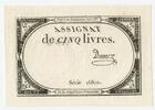Frankreich Assignat de cinq Livres (5 Livres) GB558 - Banknote Paper Money France Domaines nationaux -