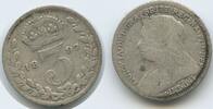 Großbritannien Great Britain United Kingdom 3 Pence (Three Pence) Silber M#6846 - Queen Victoria 1837-1901 -
