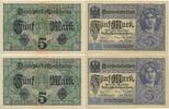 Deutsches Reich Kaiserreich 2 x 5 Mark Banknote fortlaufende Seriennummern GB660 - Darlehnskassenschein Reichsschuldenverwaltung Germany Paper Money -
