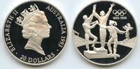 20 Dollars Silber 1993 Australien Australia G0419 - The Champions - 100 Years Olympic Games 1896-1996 Proof Polierte Platte