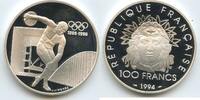 100 Francs Silber 1994 Paris Frankreich France G0436 - Diskus Olympic-Games 1896-1996, 100 Jahre Olympische Spiele der Neuzeit Polierte Platte