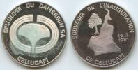 Kamerun Cameroon Silbermedaille Cellucam PA342 - Souvenir de l'inauguration de Cellucam - Cellulose du Cameroun S.a. -