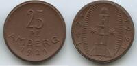 Deutsches Reich Bayern 25 Pfennig Porzellan-Notgeld Böttgersteinzeug G10493 - Amberg Basilika St. Martin -