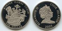 Cook Inseln- Cook Islands 1 Dollar PA039 - Winter Games Turin Italy Elisabeth II. Cook Islands -
