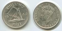 Fidschi One Shilling Silber (1 Shilling) G7566 - Boot Kanu Outrigger King George VI. Fiji -