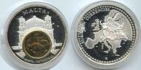 Malta Medaille mit 1 Cent Inlay vergoldet GY725 - Inlay-Gedenkprägung Rotunde von Mosta -