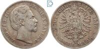 Kaiserreich 2 Mark BAYERN, 2 Mark 1876 D, König Ludwig II., Silber, Jäger 41 -