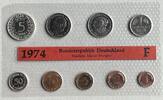 BRD Mark-Währung 1 Pf.- 5 DM BRD KMS 1974 F - PP 1 Pf. - 5 Mark Silberadler Polierte Platte DM OVP -