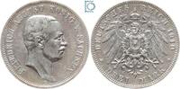 Kaiserreich 3 Mark SACHSEN, 3 Mark 1910 E, König Friedrich August, Jg. 135, Patina -