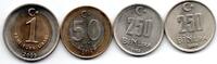 Turquie - Turkey lot de 4 monnaies -