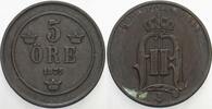 Schweden 5 Öre Oskar II. 1872-1907. -