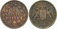 Baden 1 Kreuzer Friedrich I 1852-1907. -