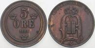 Schweden 5 Öre Oskar II. 1872-1907. -