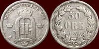 50 Öre SWEDEN, KINGDOM - OSCAR II, 1872-1907 - 1875 ST, Stockholm -
