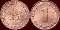 1 Pfennig GERMANY - BRD - 1967 D, München -