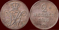 2 Heller GERMANY - HESSEN-KASSEL, KURFÜRSTENTUM - WILHELM II & FRIEDRICH WILHELM, 1831-1847 - -