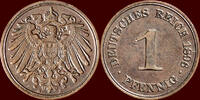 1 Pfennig GERMANY - DEUTSCHES REICH - WILHELM II, 1888-1918 - 1896 A, Berlin -