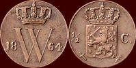 Koninkrijk der Nederlanden ½ Cent NEDERLAND (NETHERLANDS, KINGDOM) - WILLEM III, 1849-1890 - -
