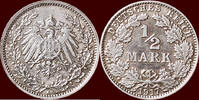 ½ Mark GERMANY - DEUTSCHES REICH - WILHELM II, 1888-1918 - 1917 A, Berlin -