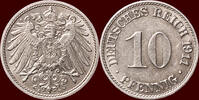 10 Pfennig GERMANY - DEUTSCHES REICH - WILHELM II, 1888-1918 - 1911 A, Berlin -
