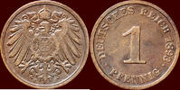 1 Pfennig GERMANY - DEUTSCHES REICH - WILHELM II, 1888-1918 - 1893 J, Hamburg -
