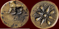 AE IONIA, MILETOS - TIME OF SATRAP MAUSOLLOS - LYKOS, magistrate - AE 13, circa 377-353 BC -