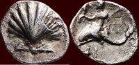 AR 1/10 Stater CALABRIA, TARAS (TARENTUM) - or Litra, circa 325-280 BC -