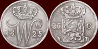 Koninkrijk der Nederlanden 25 Cents NEDERLAND (NETHERLANDS, KINGDOM) - WILLEM I, 1815-1840 - 1825, Brussel -