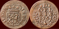 Gelderland Duit NOORDELIJKE NEDERLANDEN (NETHERLANDS) - REPUBLIEK, 158-1795 - GELDERLAND - 1754, Harderwijk -